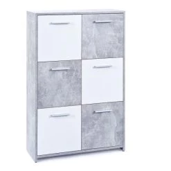 Am billigsten ❤️ Inter Link Kommode Sideboard Malinus Beton Nachbildung Weiß 6 Türen 😍