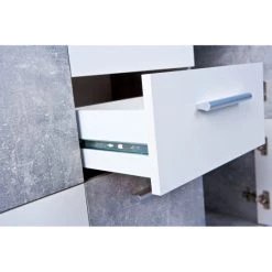 Billig 🤩 Inter Link Kommode Sideboard Flavius Beton Nachbildung Weiß 2 Schubladen 5 Türen 🌟 -Günstiges Interlink Geschäft unnamed file 109