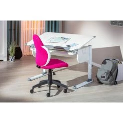 Blitzangebot 🧨 Inter Link Jugenddrehstuhl Drehstuhl JESSI Mesh Himbeer / Weiß 👏