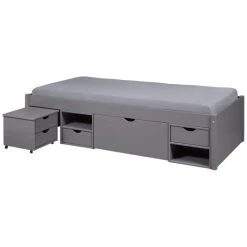 Neu 🎉 Inter Link Jugendbett Massivholzbett Till 90 X 200 Kiefer Grau Lackiert 👍