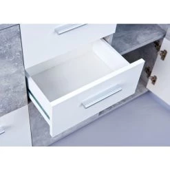 Billig 🤩 Inter Link Kommode Sideboard Flavius Beton Nachbildung Weiß 2 Schubladen 5 Türen 🌟 -Günstiges Interlink Geschäft unnamed file 112