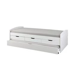 Schlussverkauf 👍 Inter Link Stauraumbett Mit 2 Liegeflächen Rieka Massivholz Weiss 90 X 200 Cm 3 Schubladen Funktionsbett Schlafzimmer Kinderzimmer Inkl. Gästeliege 👏