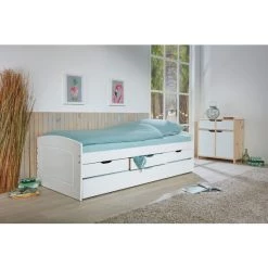 Schlussverkauf 👍 Inter Link Stauraumbett Mit 2 Liegeflächen Rieka Massivholz Weiss 90 X 200 Cm 3 Schubladen Funktionsbett Schlafzimmer Kinderzimmer Inkl. Gästeliege 👏 -Günstiges Interlink Geschäft unnamed file 178