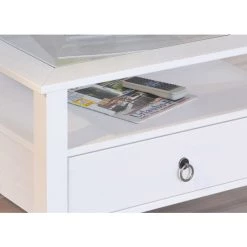 Bestpreis 🛒 Inter Link Couchtisch Wohnzimmertisch Wohnzimmer Provence Massivholz Weiss Landhausstil 1 Schublade Glasplatte 👏 -Günstiges Interlink Geschäft unnamed file 24