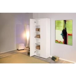 Brandneu 😀 Inter Link Geräumiger Schrank Aktenschrank Weiß Büroschrank Büro Mehrzweckschrank Arconati 2-türig 5 Böden 😀