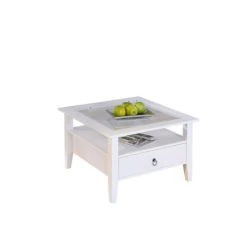 Bestpreis 🛒 Inter Link Couchtisch Wohnzimmertisch Wohnzimmer Provence Massivholz Weiss Landhausstil 1 Schublade Glasplatte 👏 -Günstiges Interlink Geschäft unnamed file 25