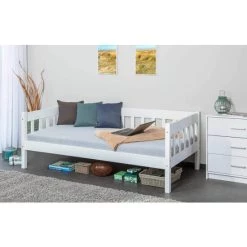 Blitzangebot 👍 Inter Link Sofabett Einzelbett SINTRO 90 X 200 Cm Kiefer Massivholz Weiß Lackiert 🥰 -Günstiges Interlink Geschäft unnamed file 290