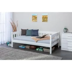 Blitzangebot 👍 Inter Link Sofabett Einzelbett SINTRO 90 X 200 Cm Kiefer Massivholz Weiß Lackiert 🥰 -Günstiges Interlink Geschäft unnamed file 293