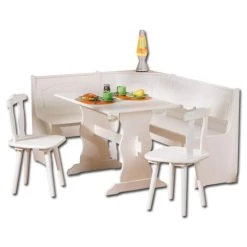 Angebote 🎉 Inter Link Eckbank Eckbankgruppe Bank Esstisch 2 Stühle Küche Esszimmer Donau Massiv Weiß ⌛