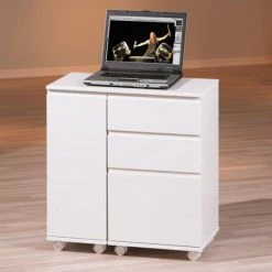 Neu 🎉 Inter Link Schreibtisch Laptop Office Weiss 3 Schübe 1 Tür Rollbar Ausziehbar 😀 -Günstiges Interlink Geschäft unnamed file 402