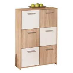 Bestes Angebot 🎁 Inter Link Kommode Sideboard Dielenkommode Dielenschrank Egadi 6-türig Sonoma Eiche Weiß 👏