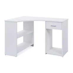 Rabatt 🔔 Inter Link Eckschreibtisch Bürotisch Winkeltisch GROSSI MDF Weiss 1 Schublade 👍