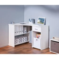 Rabatt 🔔 Inter Link Eckschreibtisch Bürotisch Winkeltisch GROSSI MDF Weiss 1 Schublade 👍 -Günstiges Interlink Geschäft unnamed file 456