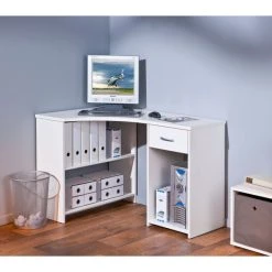 Rabatt 🔔 Inter Link Eckschreibtisch Bürotisch Winkeltisch GROSSI MDF Weiss 1 Schublade 👍 -Günstiges Interlink Geschäft unnamed file 457