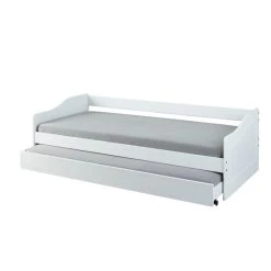 Bestpreis ❤️ Inter Link Sofabett Mit 2 Liegeflächen Funktionsbett Malte Massivholz Weiss 90 X 200 Cm Inkl. Extra Gästeliege 😀