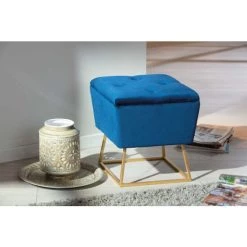 Bestes Angebot 😀 Inter Link Design Sitzhocker Inkl. Stauraum Hocker Samt Blau Mit Fußgest. Aus Metall 👏 -Günstiges Interlink Geschäft unnamed file 525