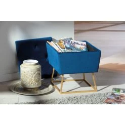 Bestes Angebot 😀 Inter Link Design Sitzhocker Inkl. Stauraum Hocker Samt Blau Mit Fußgest. Aus Metall 👏 -Günstiges Interlink Geschäft unnamed file 526