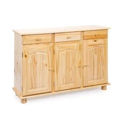 Bester Verkauf 👍 Inter Link Kommode Anrichte Sideboard Holzkommode Abaco Massivholz Natur 3 Schubladen 3 Türen ✨