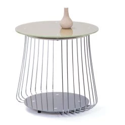 Rabatt 🌟 Inter Link Design Beistelltisch Couchtisch Rivoli Cappuccino Glas Metall ⌛