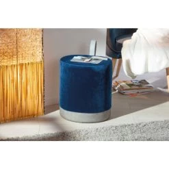 Rabatt 🧨 Inter Link Design Sitzhocker Hocker Samt Blau Mit Griff PU 👏 -Günstiges Interlink Geschäft unnamed file 782