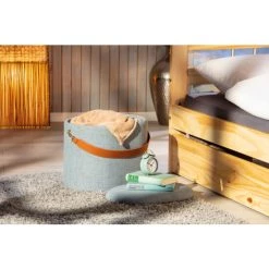 Neu 😀 Inter Link Design Sitzhocker Inkl. Stauraum Hocker Textil Grau Mit Griff PU 🌟