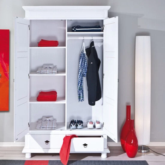 Neu 👍 Inter Link Kleiderschrank Schlafzimmerschrank Schlafzimmer Danz 2 Weiß Massiv 2 Türen 2 Schubladen ❤️ 4 Neu 👍 Inter Link Kleiderschrank Schlafzimmerschrank Schlafzimmer Danz 2 Weiß Massiv 2 Türen 2 Schubladen ❤️ – Bild 2