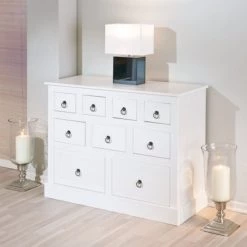 Brandneu ❤️ Inter Link Kommode Schubladenschrank Provence 2 Massivholz Weiß 9 Schubladen ⌛ -Günstiges Interlink Geschäft unnamed file 876