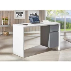 Budget ✔️ Inter Link Schreibtisch Homeoffice Bürotisch Megara MDF Weiss Inkl. Container 1 Schublade 1 Tür 👍