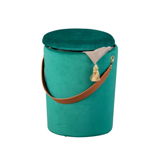 Brandneu 🔥 Inter Link Design Sitzhocker Inkl. Stauraum Hocker Samt Grün Mit Griff PU 🔔 4 Brandneu 🔥 Inter Link Design Sitzhocker Inkl. Stauraum Hocker Samt Grün Mit Griff PU 🔔 – Bild 2